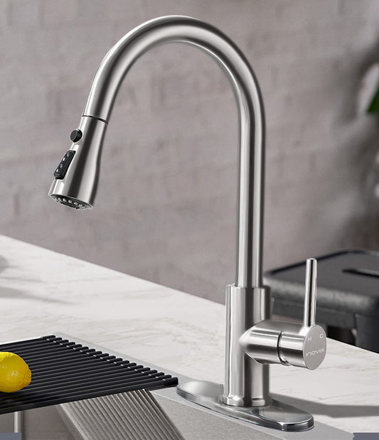 Brushed Nickel Pull Down Kitchen Faucet by INOVIX