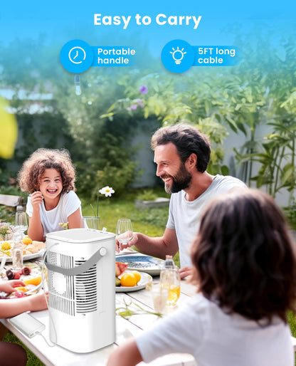 Latitop Portable Air Conditioners Fan, Air Cooler Evaporative 180°Auto Rotation, 3 Wind Speed, 2-4H Timer, Mini Cooling Fan for Room Home Bedroom Office