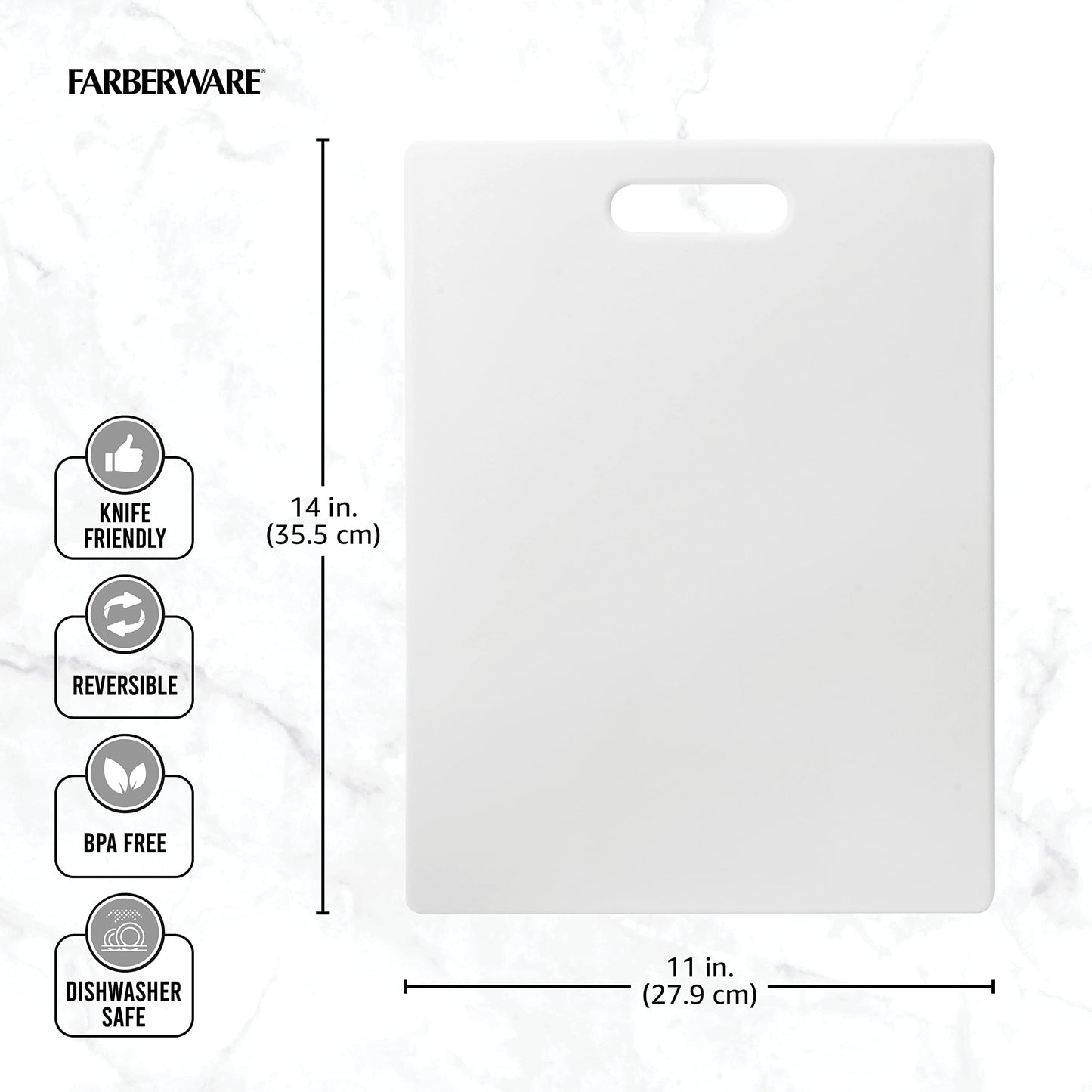 Farberware Plastic Cutting Board with Easy Grip Handle
