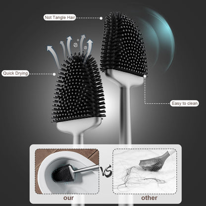 Toilet Brush Set with Holder and Flexible Head