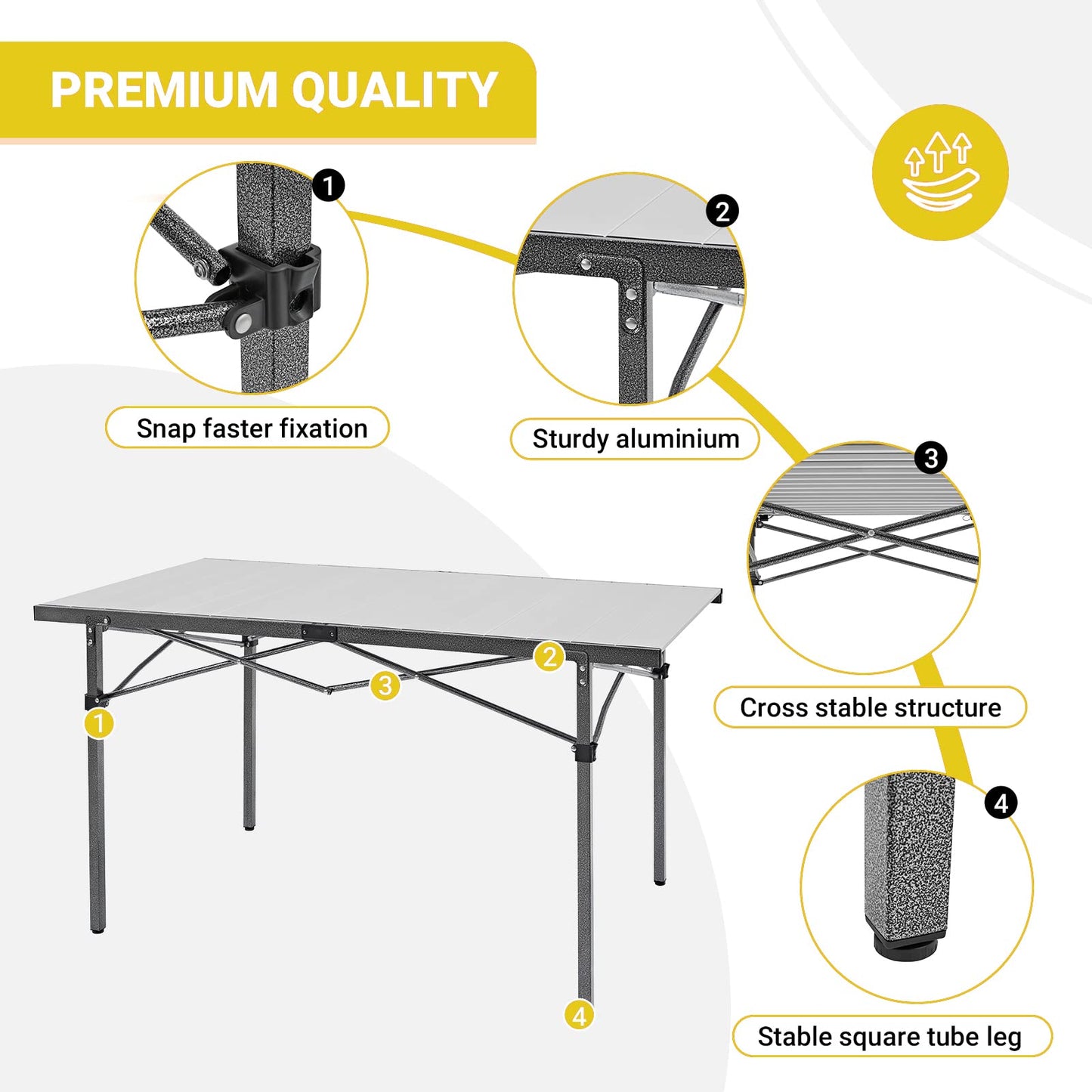 Portable Camping Table for 4-6 People