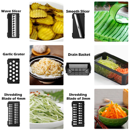 KITIDEA 10-in-1 Vegetable Chopper with 8 Blades