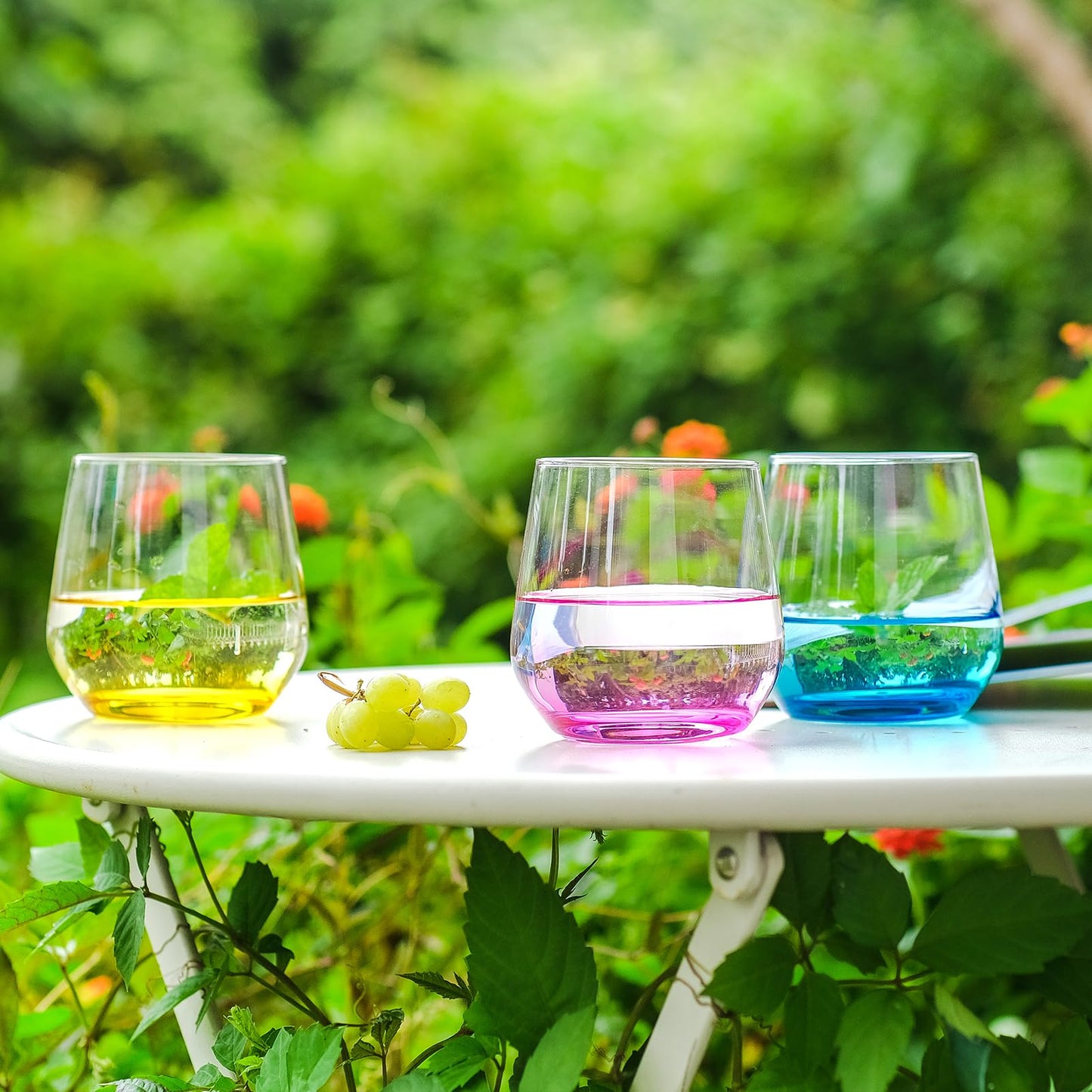 BACLIFE Set of 6 Stemless Wine Glasses