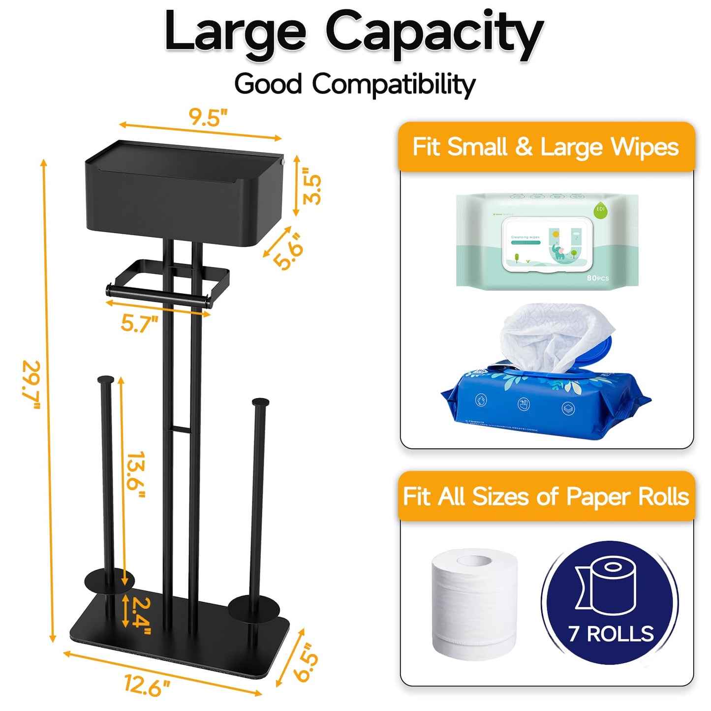 FEILERN Free Standing Toilet Paper Holder Stand