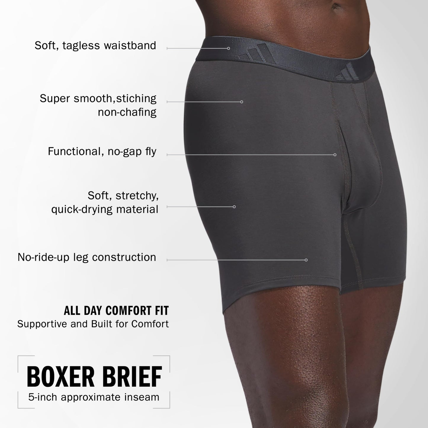 3-Pack adidas Luxe Comfort Fit Boxer Briefs