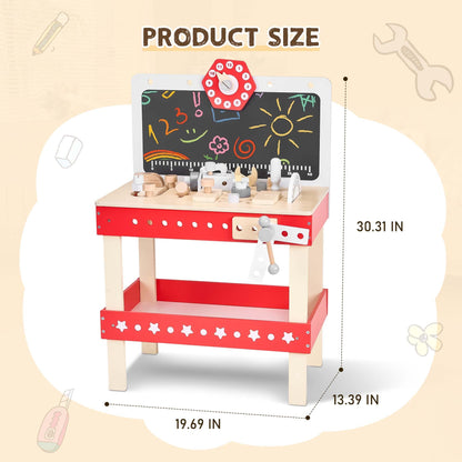 Kids' Wooden Tool Workbench Playset for Ages 3-7