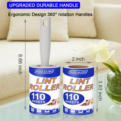 BAILALIBO Lint Roller, 660 Sheets Lint Rollers for Pet Hair Extra Sticky, 3 Handles + 6 Refills, Lint Remover for Clothes, Couch, Dog, Cat Hair, Strong Sticky Lint Roller Refills, Pet Hair Removal.