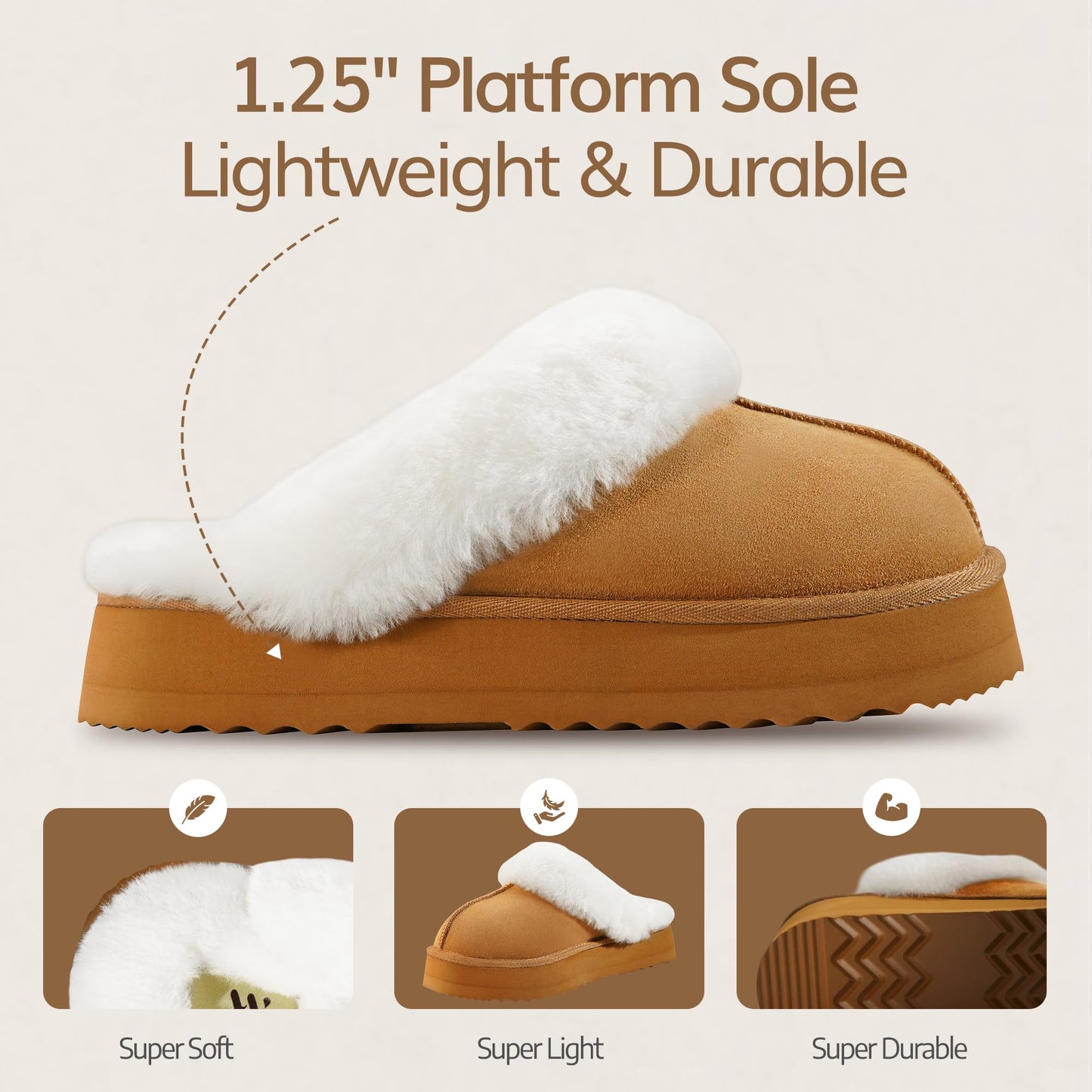 Women’s Sheepskin Platform Slippers by WaySoft