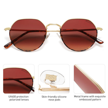 SOJOS Round Polygon Polarized Sunglasses for Women Men Retro Classic Vintage Panto Shades SJ1157
