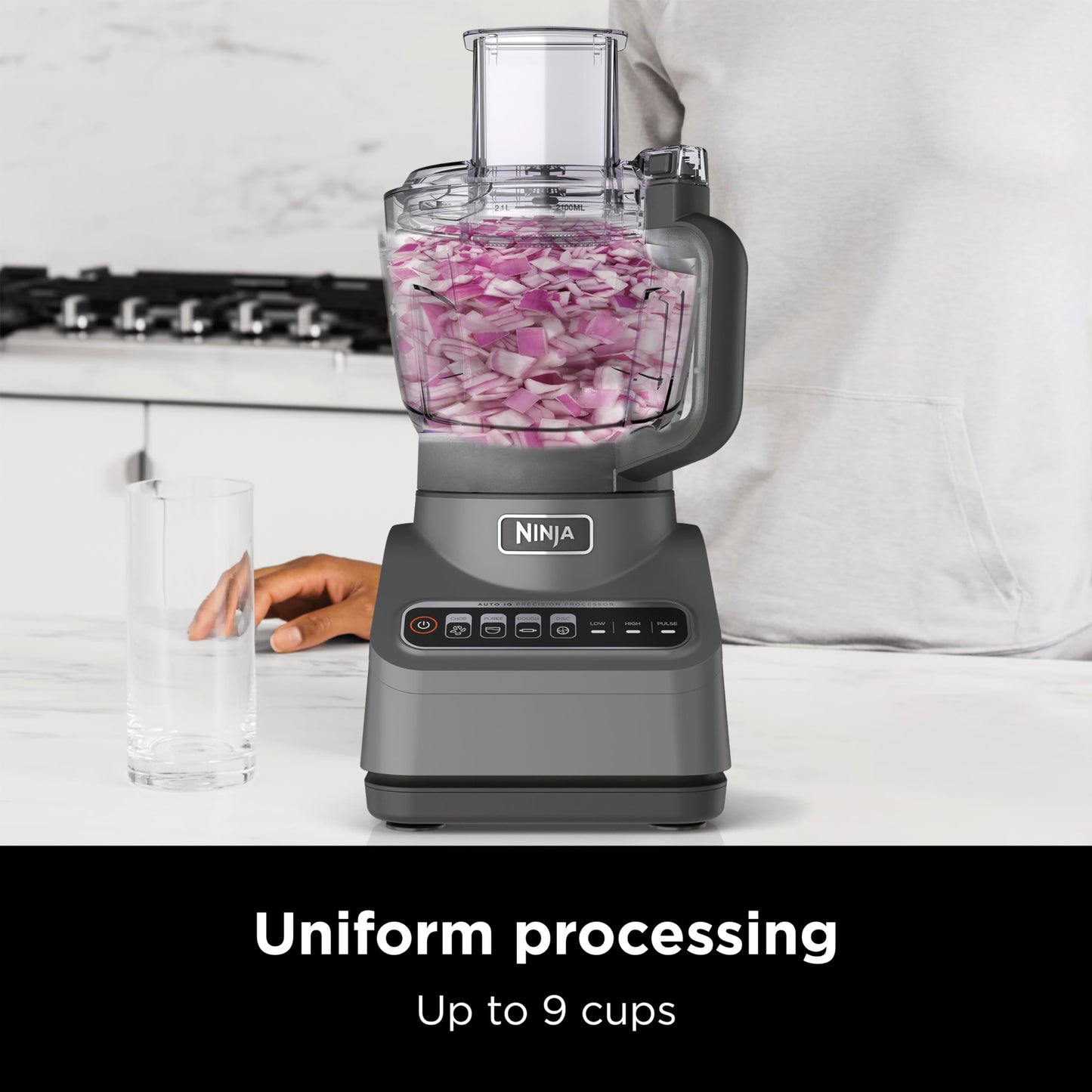 Ninja BN601 Professional Plus Food Processor, 1000 Peak Watts, 4 Functions for Chopping, Slicing, Purees & Dough with 9-Cup Processor Bowl, 3 Blades, Food Chute & Pusher, Silver