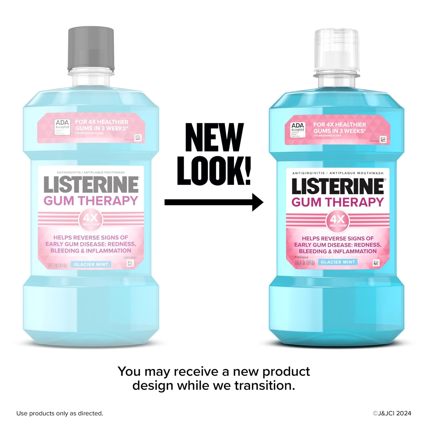 Listerine Gum Therapy Antiplaque & Anti-Gingivitis Mouthwash, Oral Rinse to Help Reverse Signs of Early Gingivitis Like Bleeding Gums, ADA Accepted, Glacier Mint, 1 L