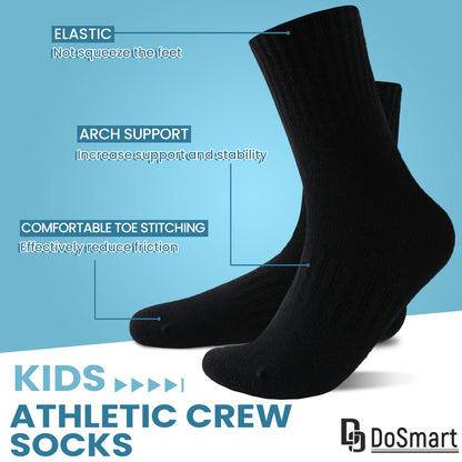 Kids Cotton Athletic Socks 10 Pairs Black