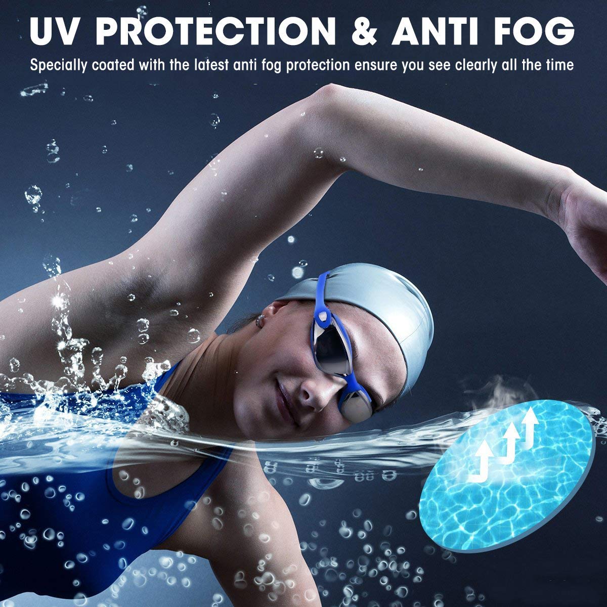 EXP VISION Adult Swim Goggles, Anti Fog Women Swimming Goggles Men No Leaking Triathlon Water Goggles