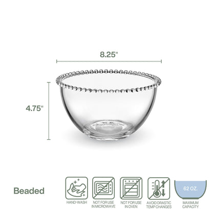 Fitz & Floyd Beaded Glass Salad Bowl, 8.25 Inch