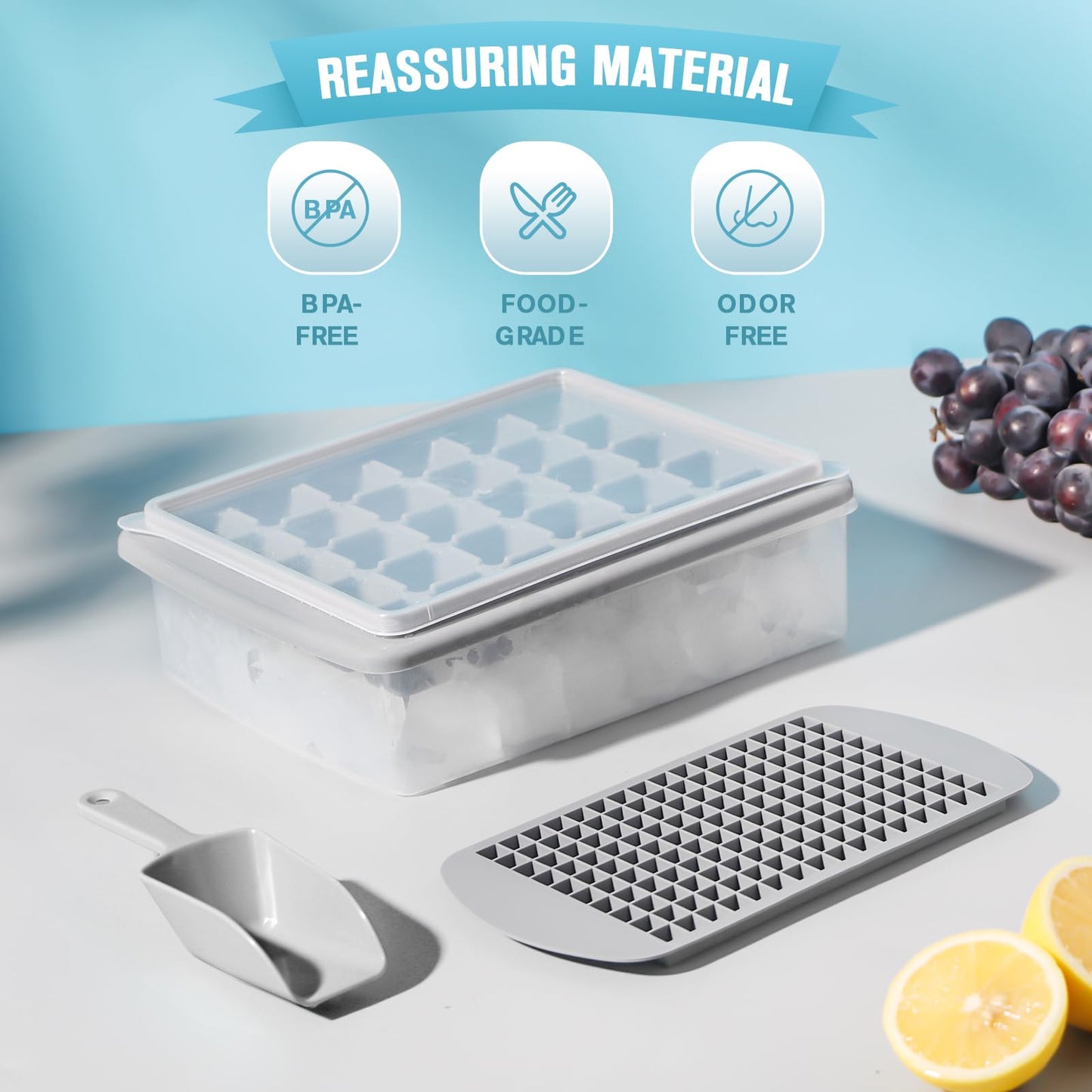 Ice Cube Tray Set with Lid and Scoop