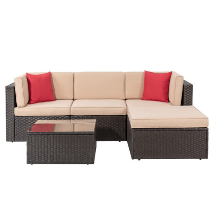 5-Piece Outdoor Patio Furniture Set with Sofa