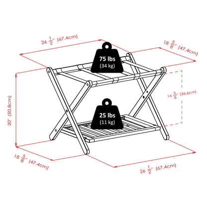Winsome Luggage Rack with Storage Shelf