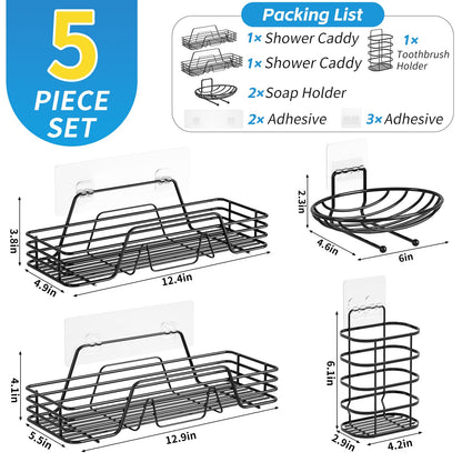 5-Pack Adhesive Shower Caddy Organizer Shelves