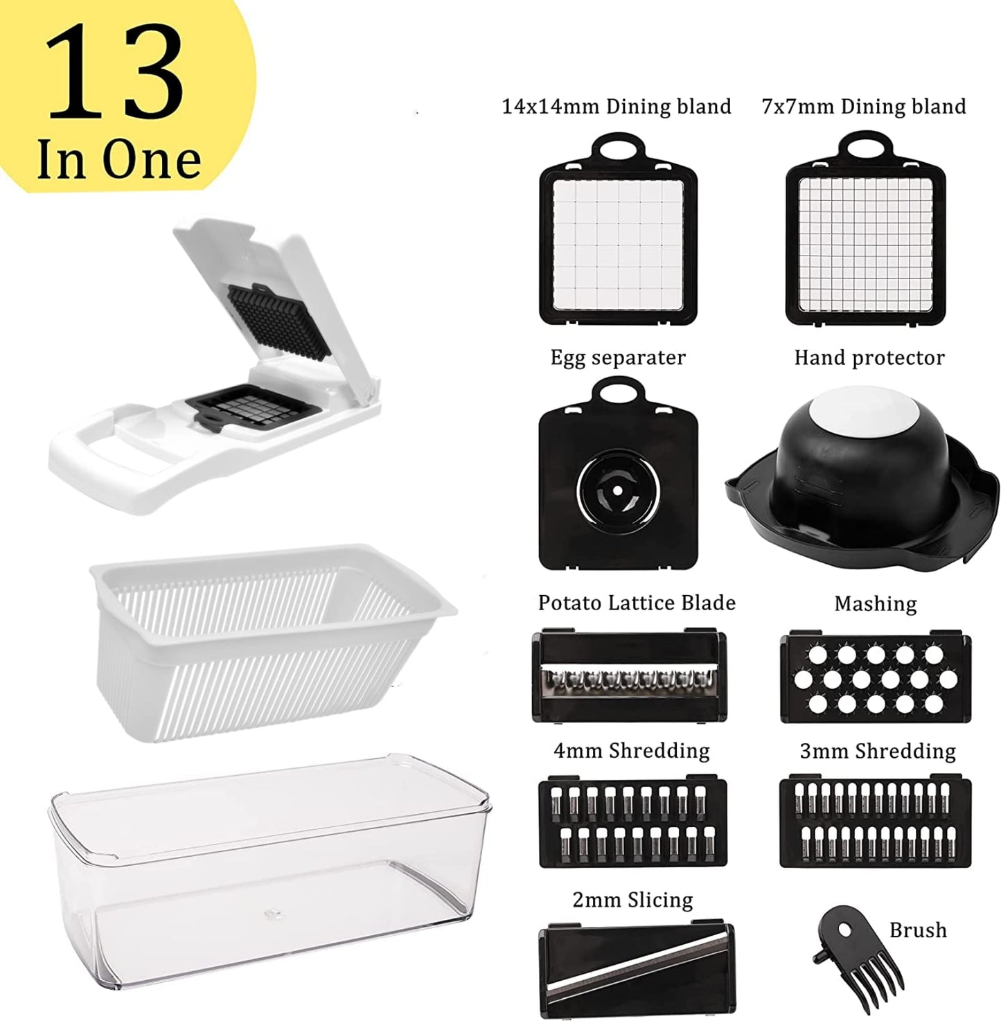 Vegetable Chopper, Multifunctional Veggie Chopper,Kitchen Vegetable Slicer Dicer Cutter,Potato Onion Food Chopper with Vegetable Peeler,Hand Guard and Container
