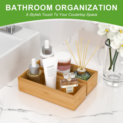 Bamboo Drawer Organizer Set of 2 for Storage