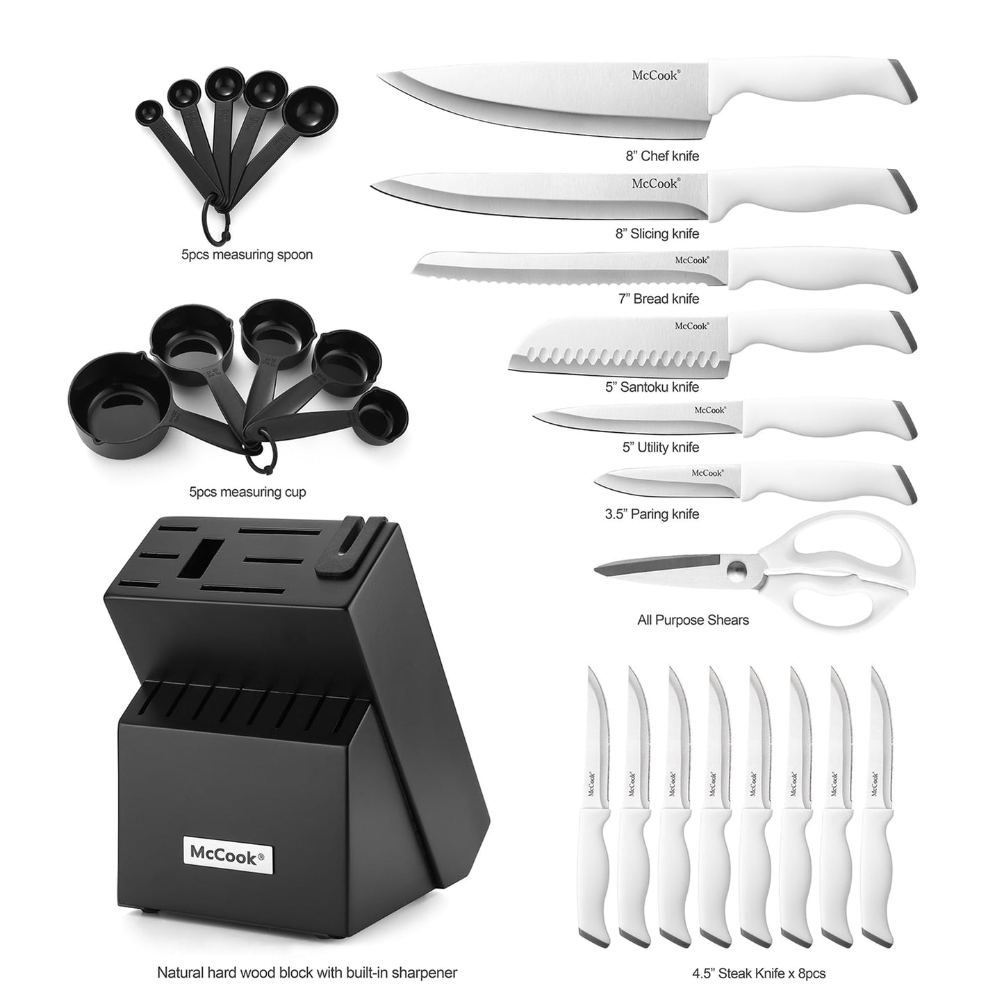 McCook German Stainless Steel Knife Block Set