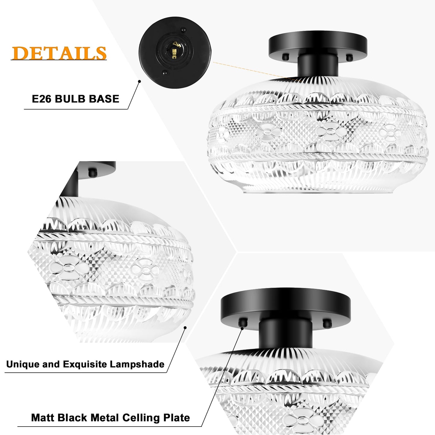 Vintage Flush Mount Ceiling Light Fixture for Home