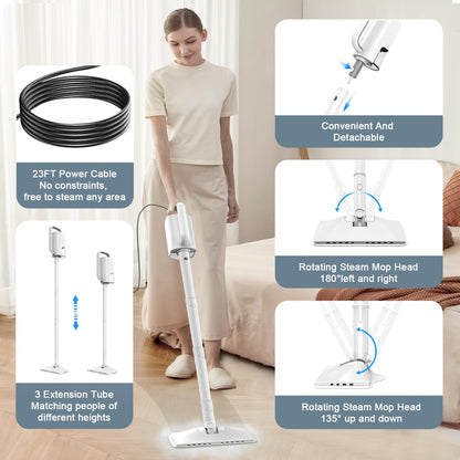 ACHTFACH 6-in-1 Steam Mop Cleaner with Detachable Pads