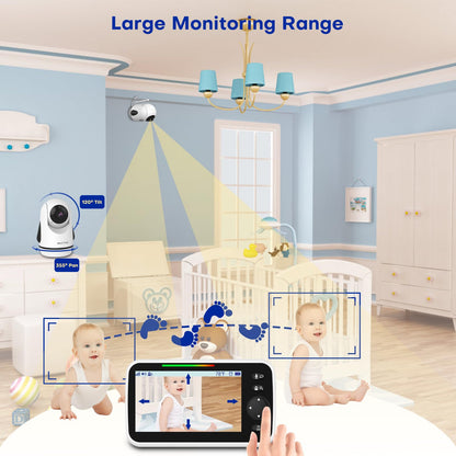 Maxi Cosi Baby Monitor with Camera and Audio, 5'' Sreen Baby Camera Monitor No WiFi,30-Hrs Battery, Pan-Tilt-Zoom Video Baby Monitors Portable,VOX, 2-Way Talk,Night Vision,8 Lullabies and 1000ft Range
