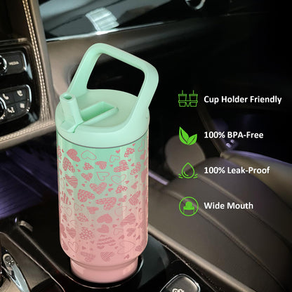 40 oz Insulated Tumbler with Handle and Straw