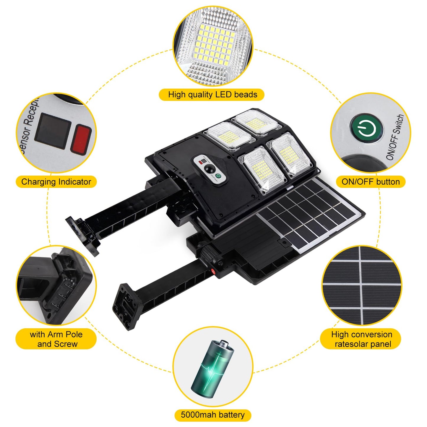 TFKK Solar Motion Sensor Flood Lights, 2PCS
