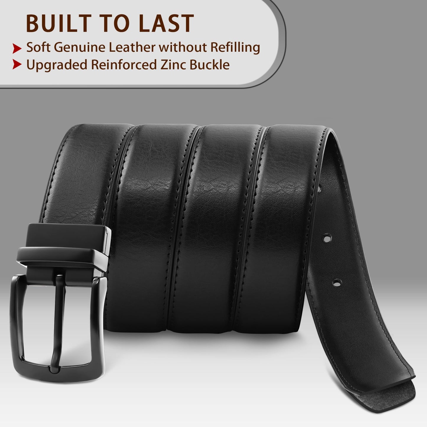 MILORDE Men’s Reversible Leather Golf Belt