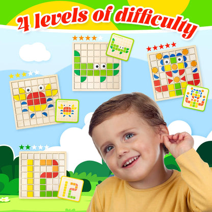120 PCS Montessori Wooden Puzzle Blocks for Kids
