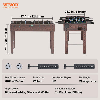 48-Inch Foosball Table for Home Game Room