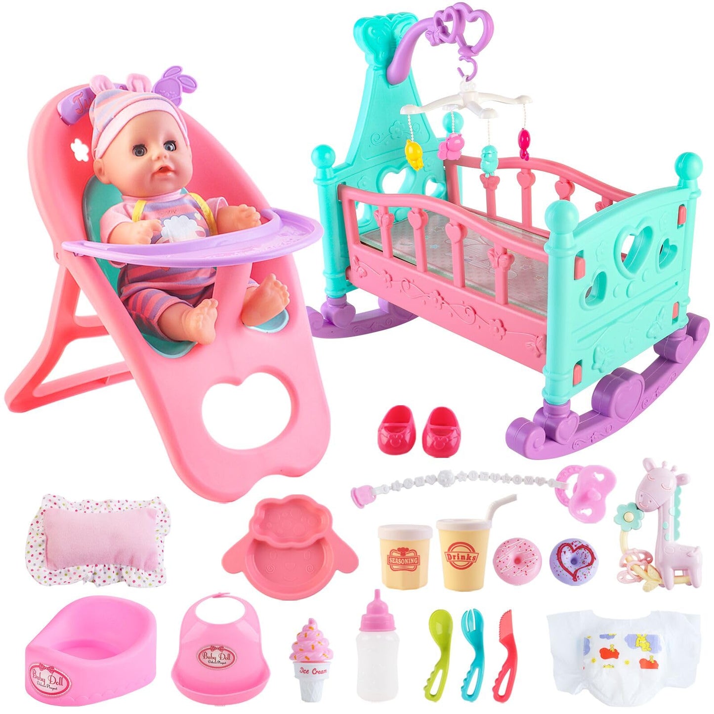 deAO Baby Doll Play Set with Accessories