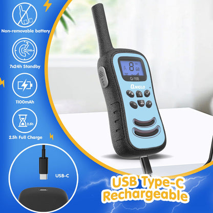 QNIGLO Kids Rechargeable Walkie Talkies 3 Pack