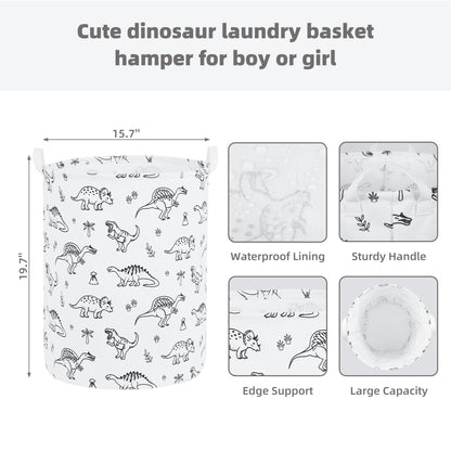 Foldable Baby Laundry Basket Hamper for Nursery Girl Boy kids Clothes laundry hamper basket Portable Tall Collapsible Cute Laundry Basket Organizer, Nursery Storage Basket with Handles (Dinosaurs)
