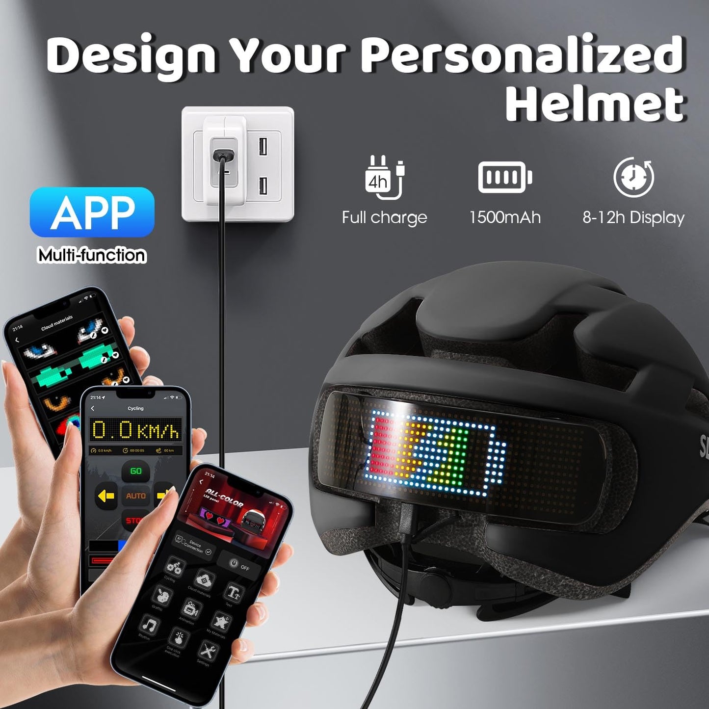 Smart Bike Helmet with LED Lights and APP