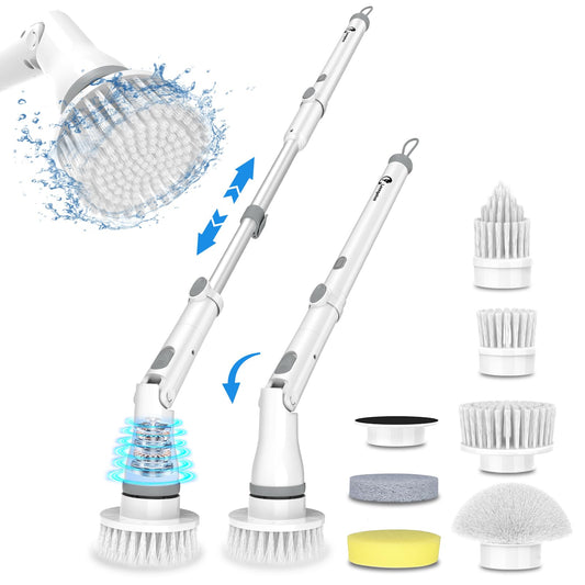 Cordless Electric Spin Scrubber with 6 Brush Heads