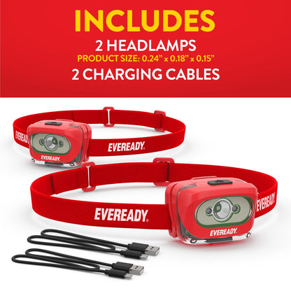 2 Pack Eveready LED Rechargeable Headlamps