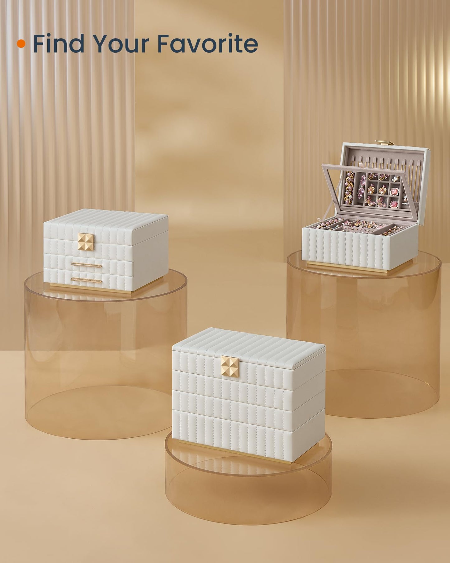 SONGMICS 3-Tier Jewelry Box with Mirror