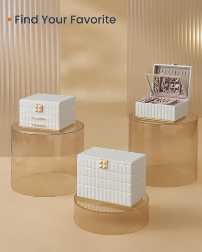 SONGMICS 3-Tier Jewelry Box with Mirror