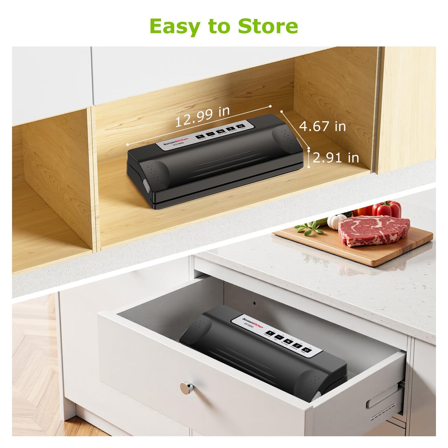 Bonsenkitchen Vacuum Sealer Machine with 5 Bags
