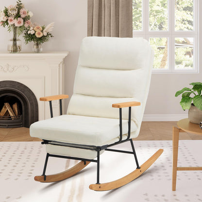 Glider Rocking Chair with Footrest and Adjustable Backrest