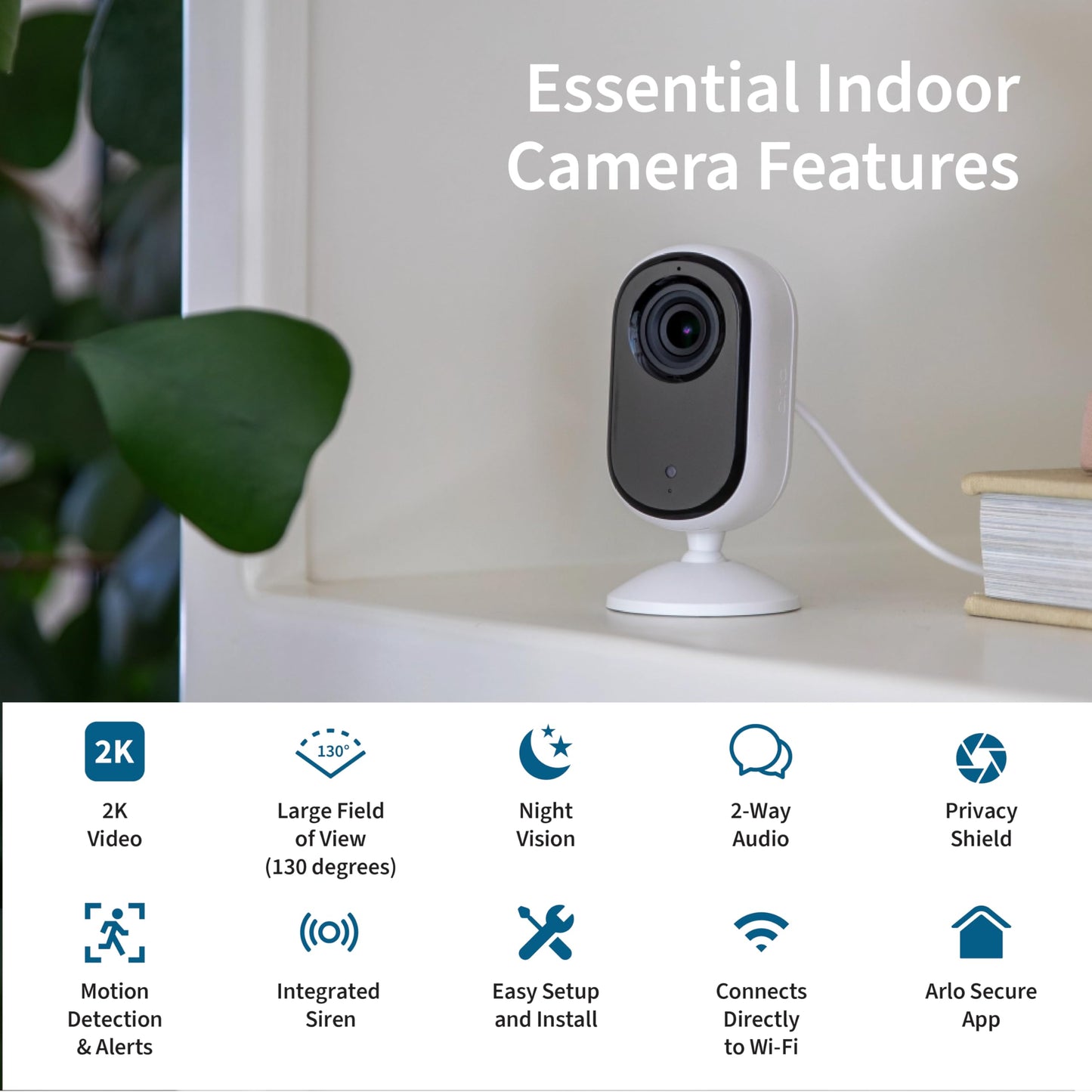 Arlo 2K Indoor Security Camera with 2-Way Audio
