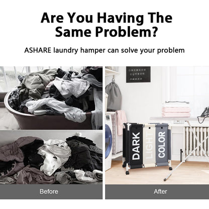 ASHARE 3-Section Laundry Sorter with Wheels