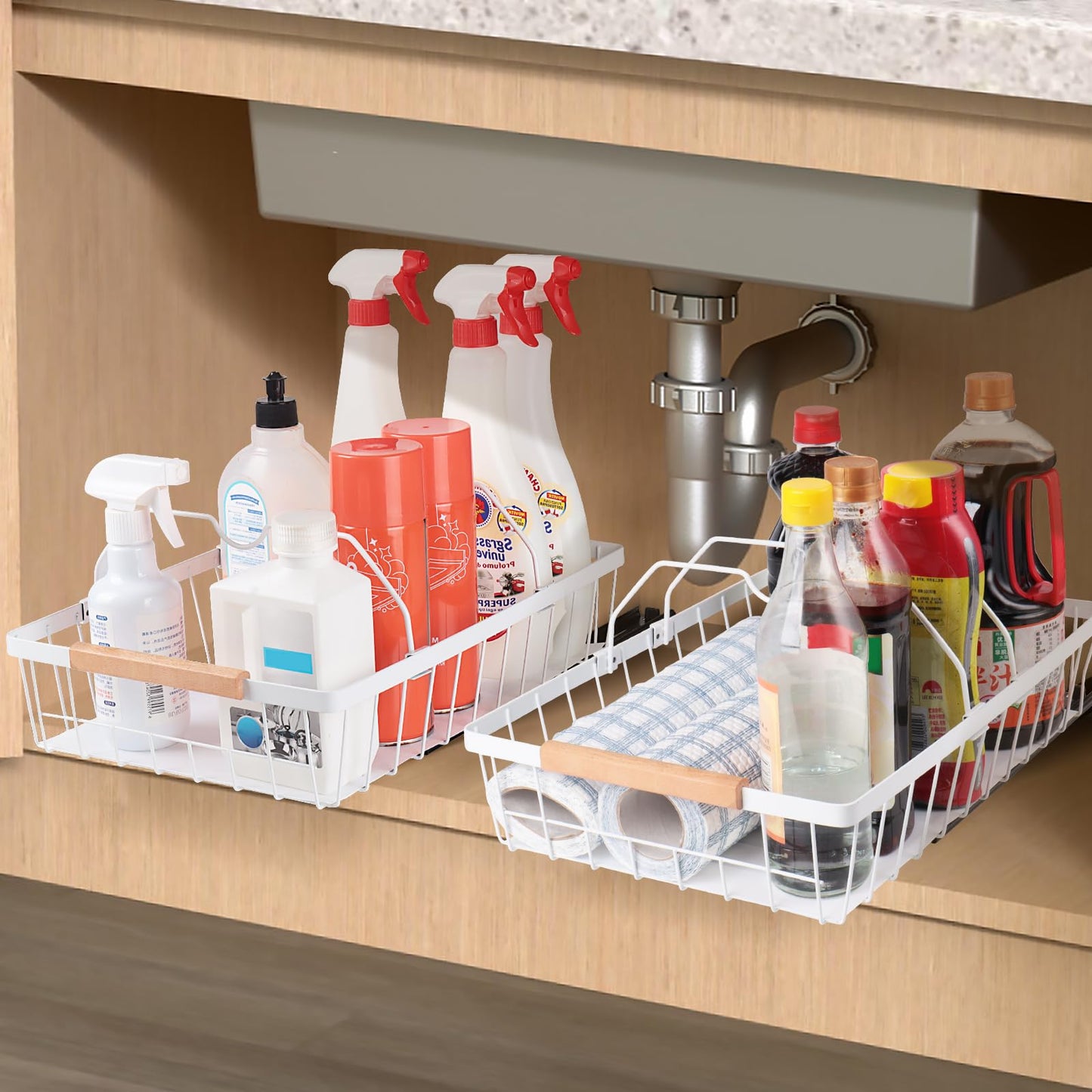 Pull Out Basket Drawer Organizer for Cabinet