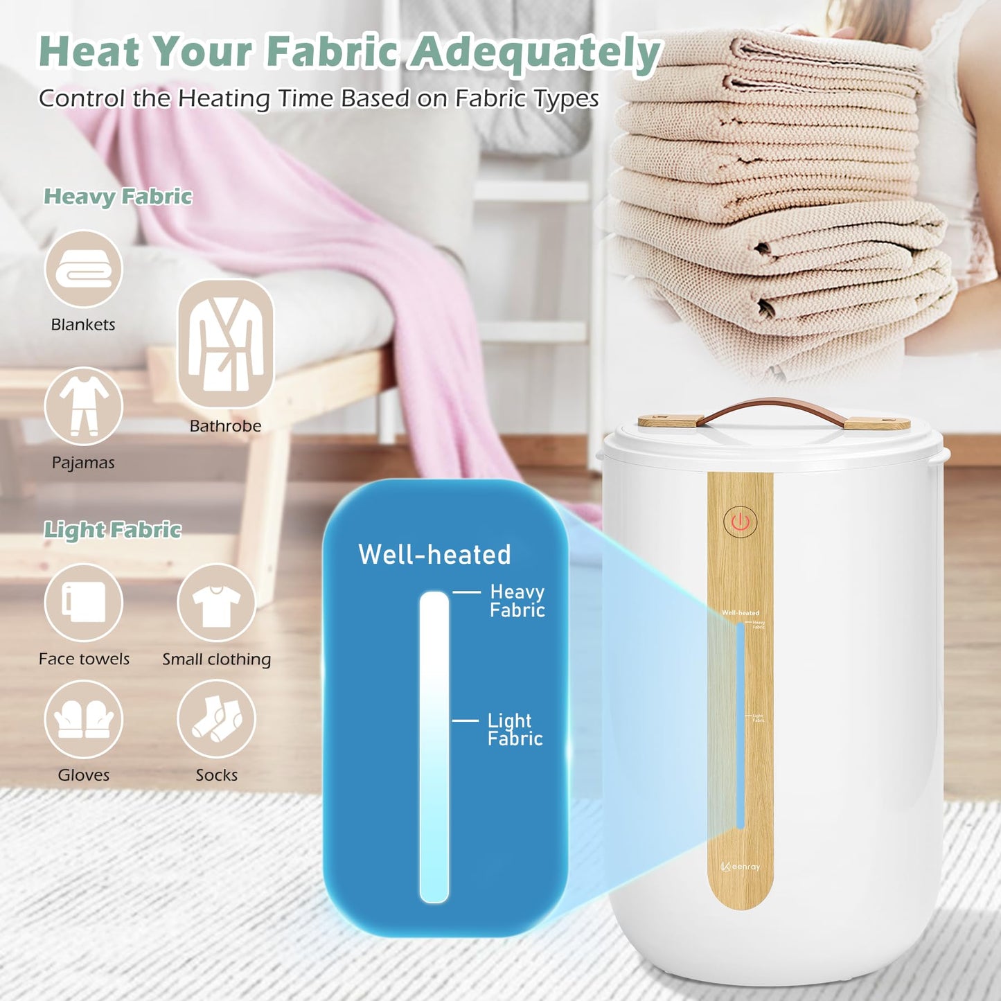 Towel Warmer with Heating Progress Bar and Handle