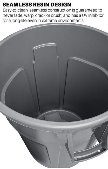 Rubbermaid Commercial Products BRUTE Heavy-Duty Round Recycling/Composting Bin, 32-Gallon, Blue Recycling, Pack of 6