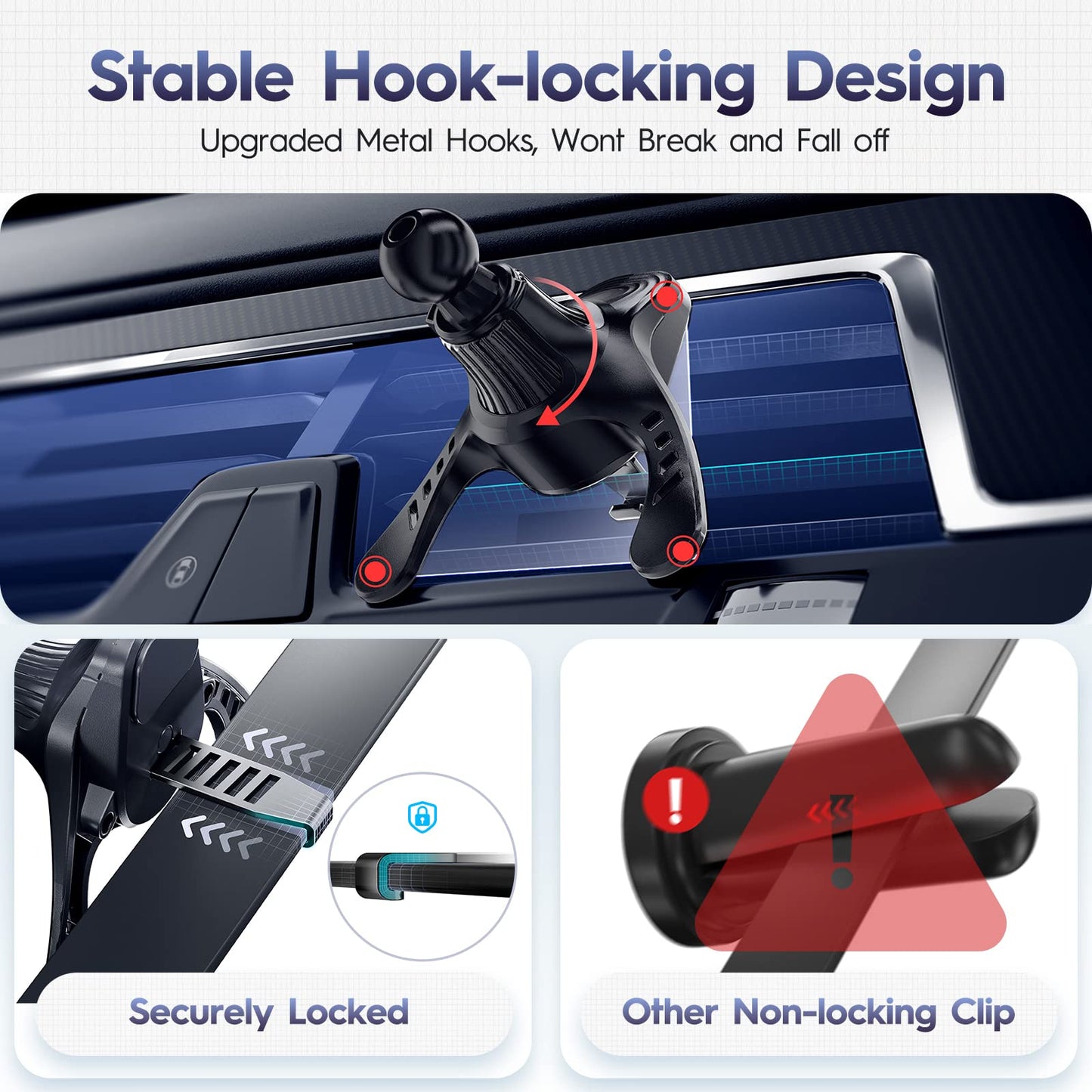 Eyemay Car Phone Holder Mount - [ Bumpy Roads Friendly ] Phone Mount for Car Dashboard Windshield Air Vent 3 in 1, Hand Free Mount for iPhone 14 13 12 Pro Max Samsung All Cell Phones