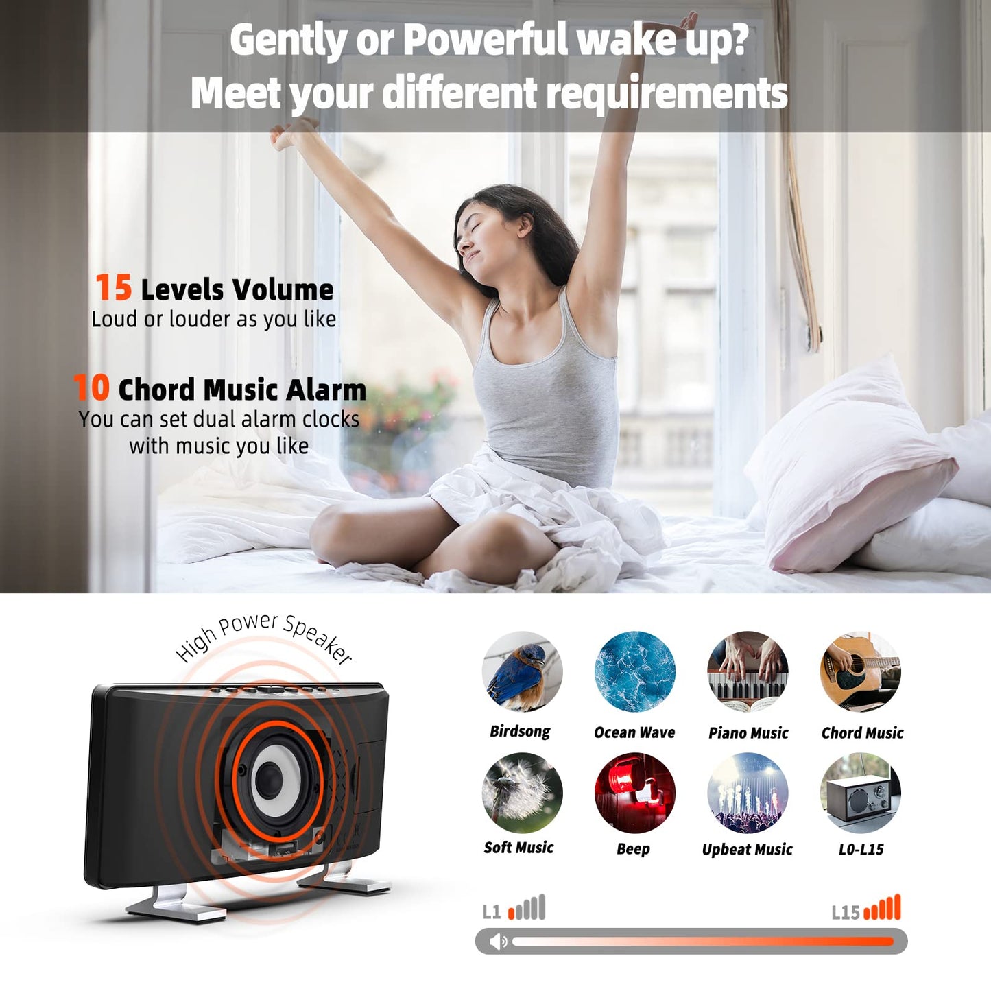 Vibrating Alarm Clock with Bed Shaker